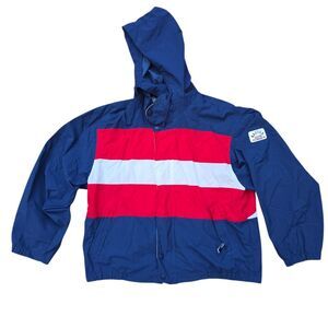 Nautica Sailing Jacket Mens Large Red White Blue WIndbreaker 90s Y2K Yacht N-983